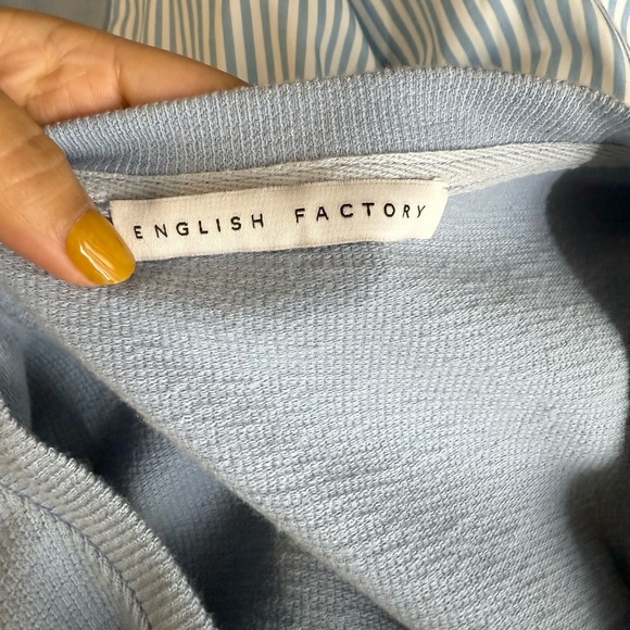 NEW English Factory Knit Stripe Woven Mixed Dress Blue & White Sz S - Picture 5 of 11